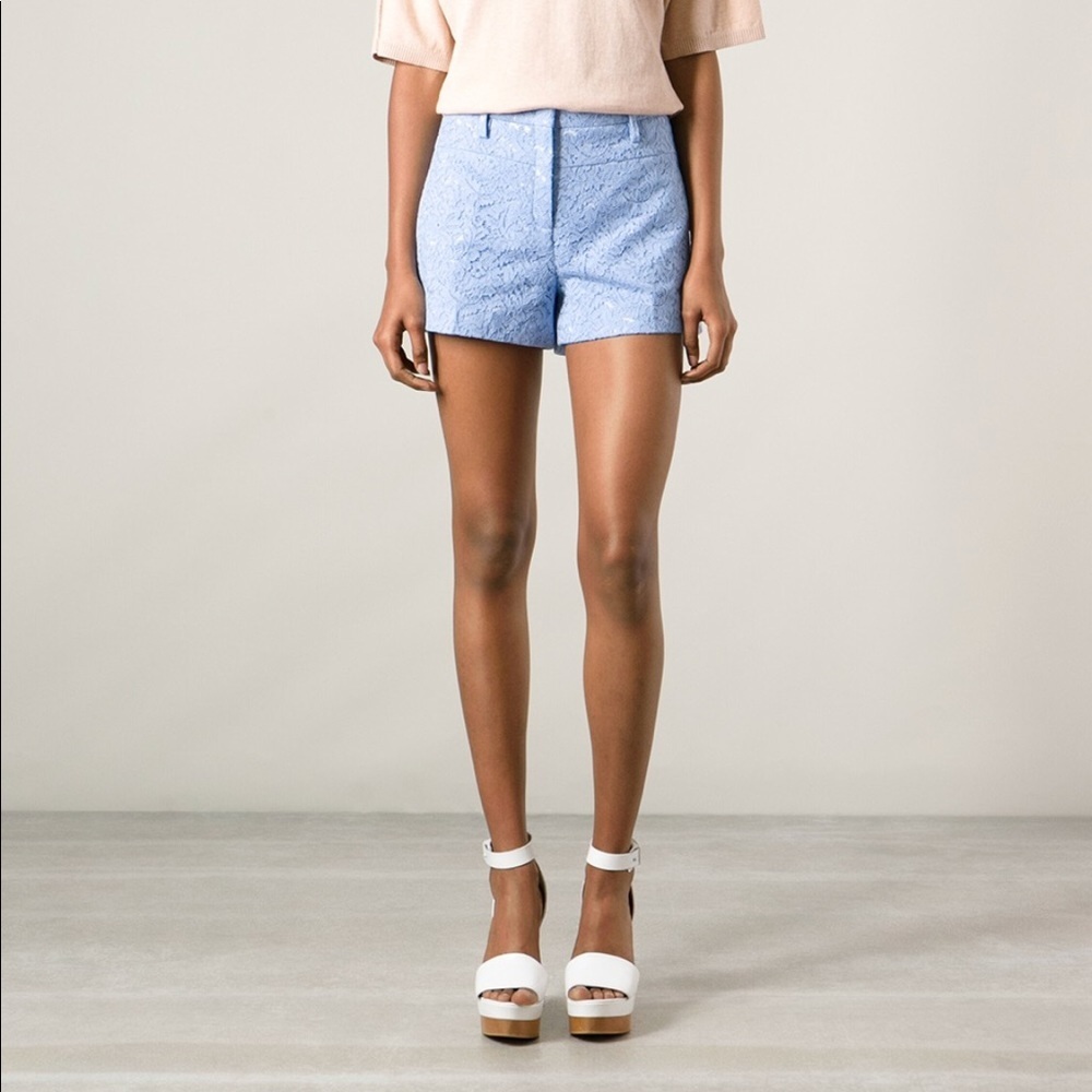 • No. 21 • Cotton Poly Blend Lace Blue Shorts 10